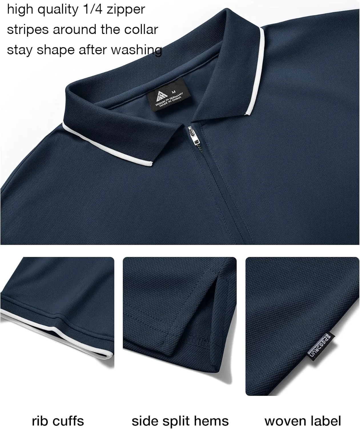 ZITY Polo Shirts for Men Quarter Zip Casual Shirts Short Sleeve Moisture Wicking Golf Polo Collared Shirts