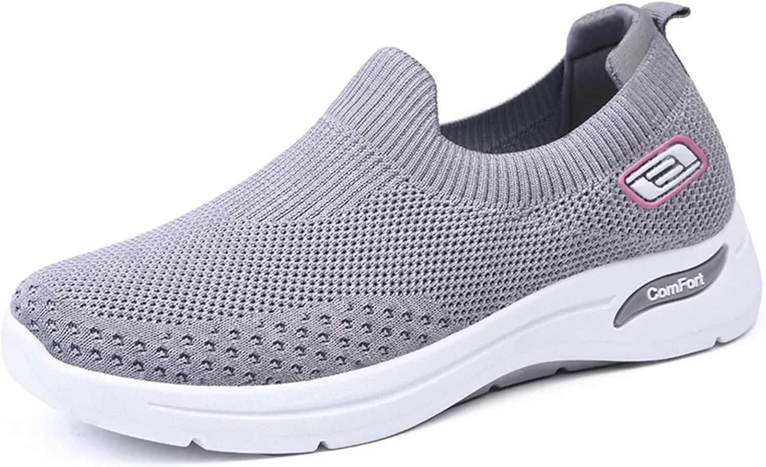 ZWRXW Womens Walking Shoes Orthopedic Slip On Air Cushion Platform Shoes Mesh Up Woven Sock Casual Ladies Fashion Sneakers Lightweight Comfortable Arch Support Sneaker with Arch Support