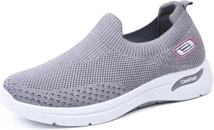 ZWRXW Womens Walking Shoes Orthopedic Slip On Air Cushion Platform Shoes Mesh Up Woven Sock Casual Ladies Fashion Sneakers Lightweight Comfortable Arch Support Sneaker with Arch Support